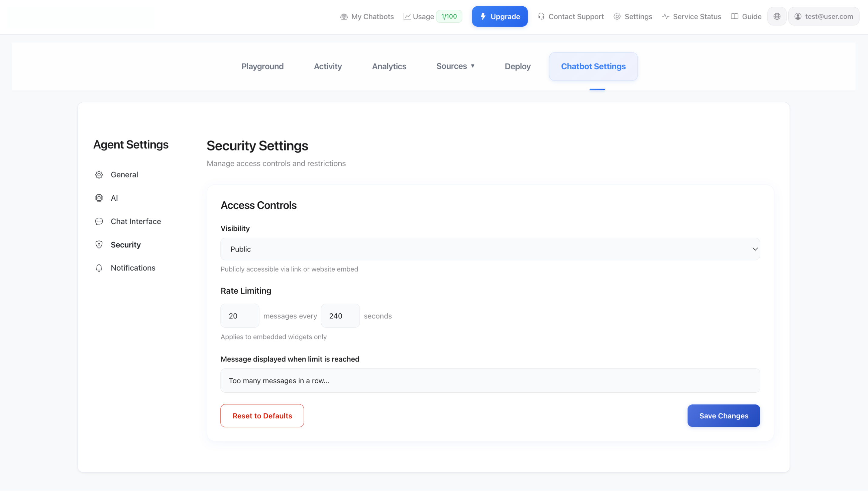 Varnostne nastavitve